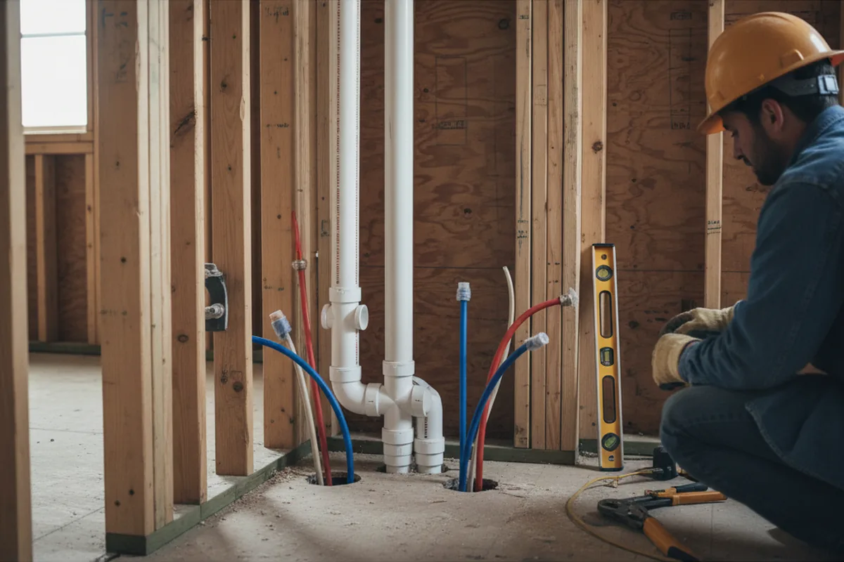 Drain and supply rough-in during Leak Detection in Lee